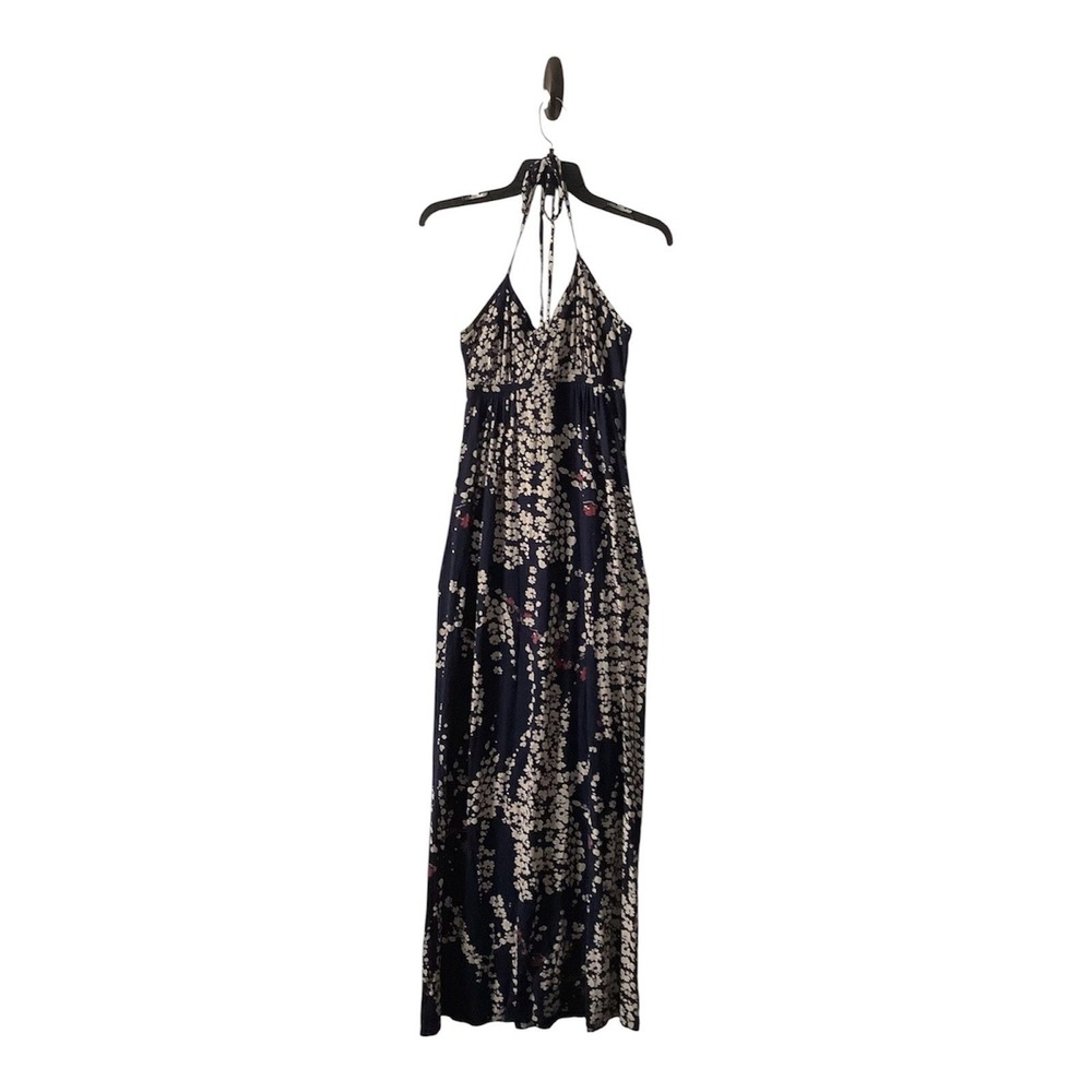 Express Women's Navy Floral Halter Neck Sleeveless Maxi Dress Size XS